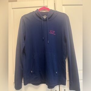 Vineyard Vines Navy Performance Pullover with Pink Whale